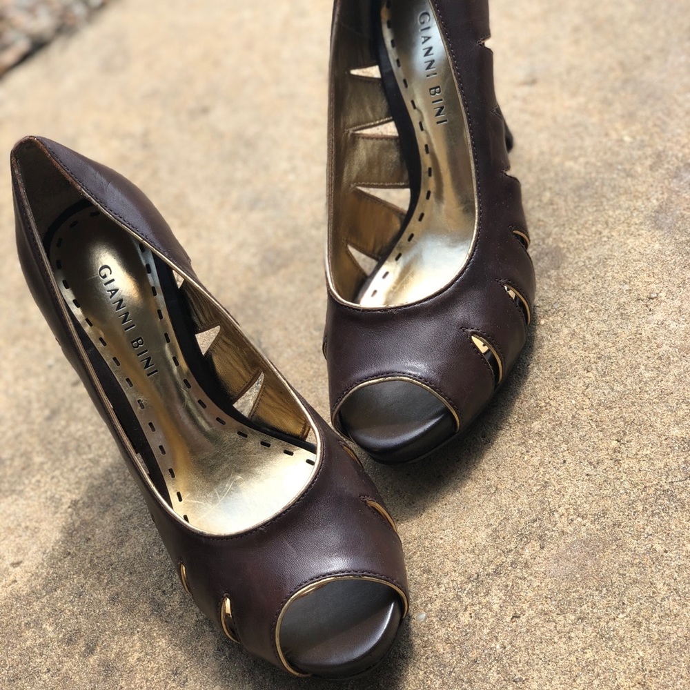 Brown and gold shoes for sale